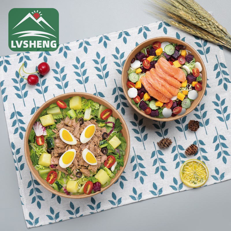 Indawo yokutyela eco friendly Biodegradable Compostable Kraft Paper Bowl evela kwiLvsheng Factory